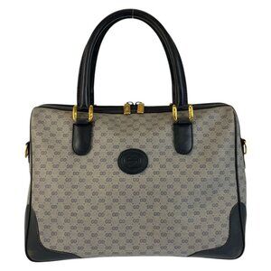 Gucci Vintage Micro GG Gray Navy Gold 002 122 Handbag